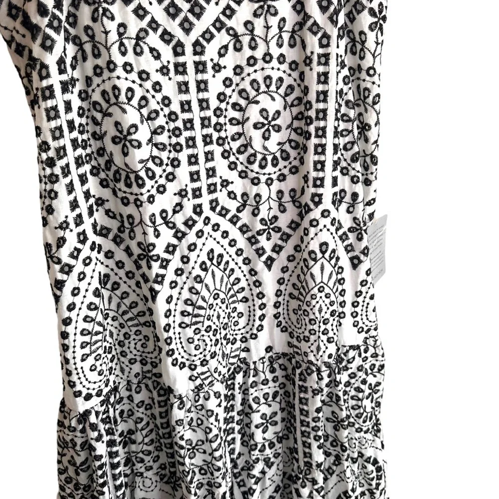 BTFL-LIFE Embroidered Eyelet 100% Cotton Aline Midi Dress Size Medium NWT - Picture 7 of 8